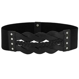 Braided Rhinestone Wide Width Belt
